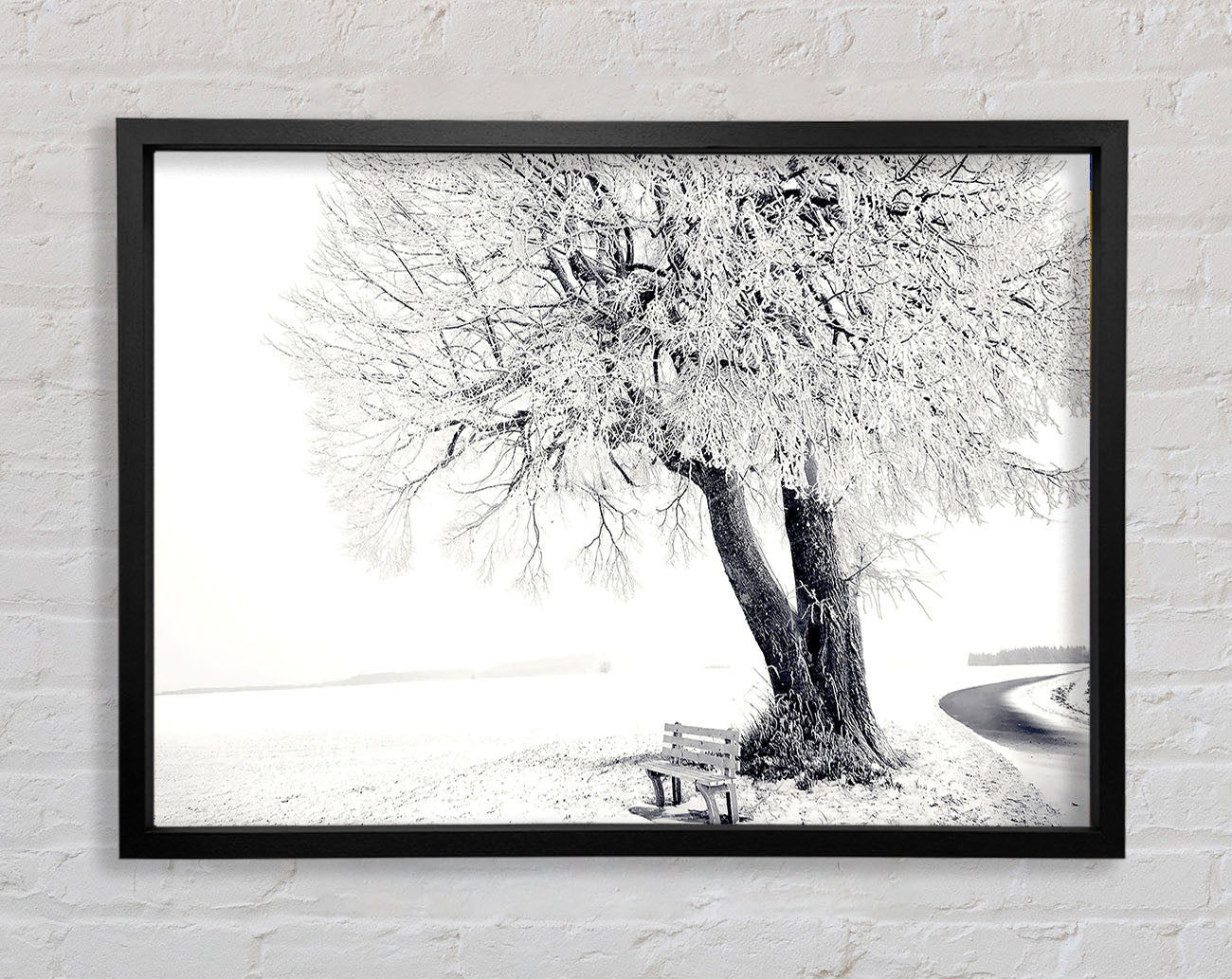 Bench Under Tree Winter Framed Wall Art