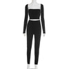 Stitching Color-contrasting Stripe Long Sleeve Top Slim Trousers Suit