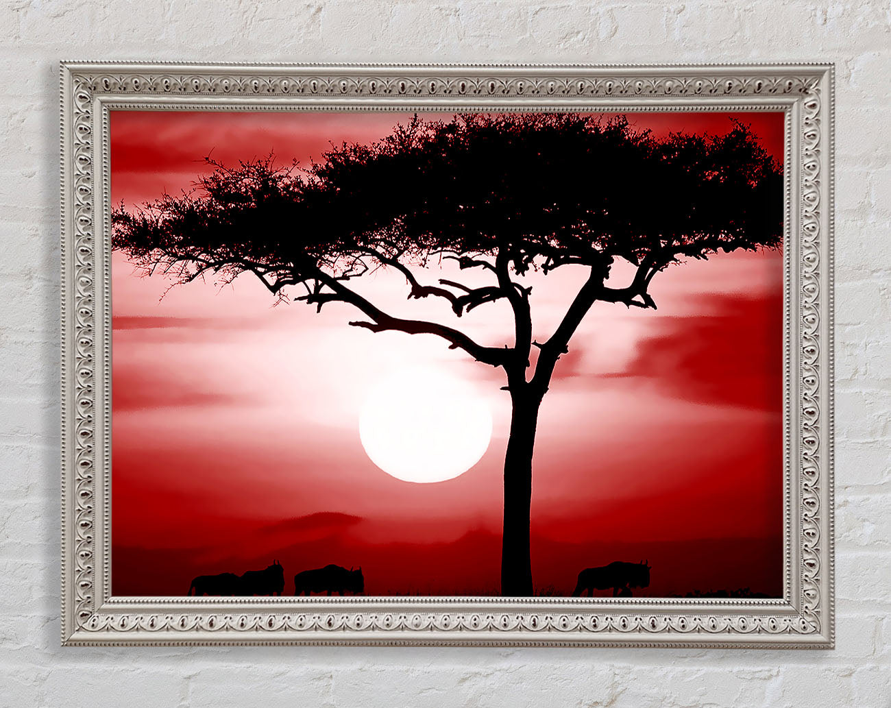 African Safari Red Framed Wall Art