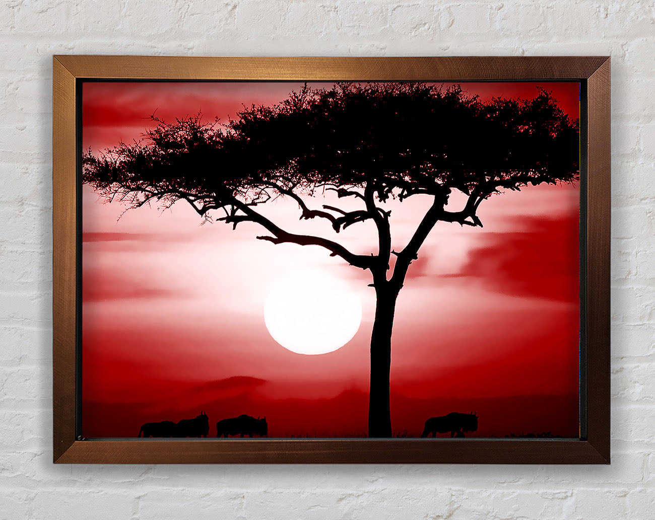 African Safari Red Framed Wall Art