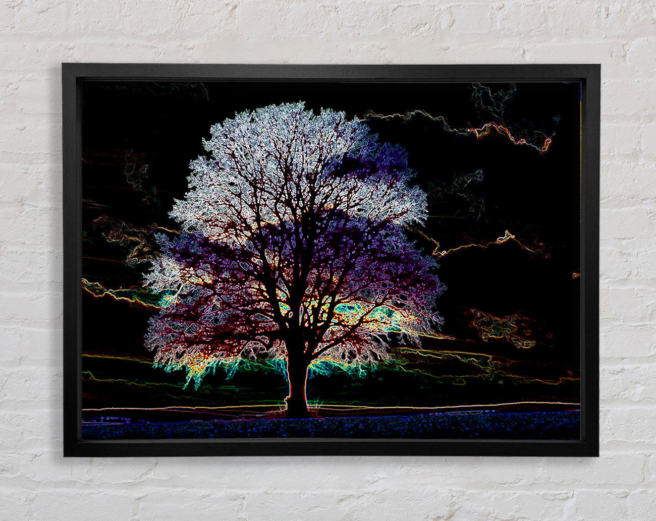 Abstract Neon Landscape 12 Framed Wall Art