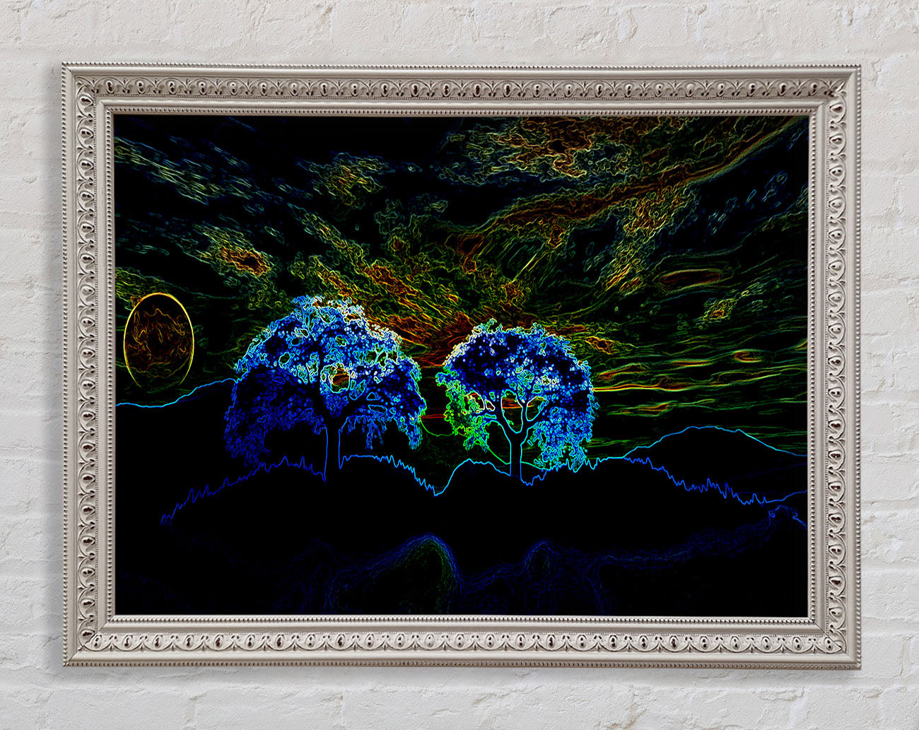 Abstract Neon Landscape 02 Framed Wall Art