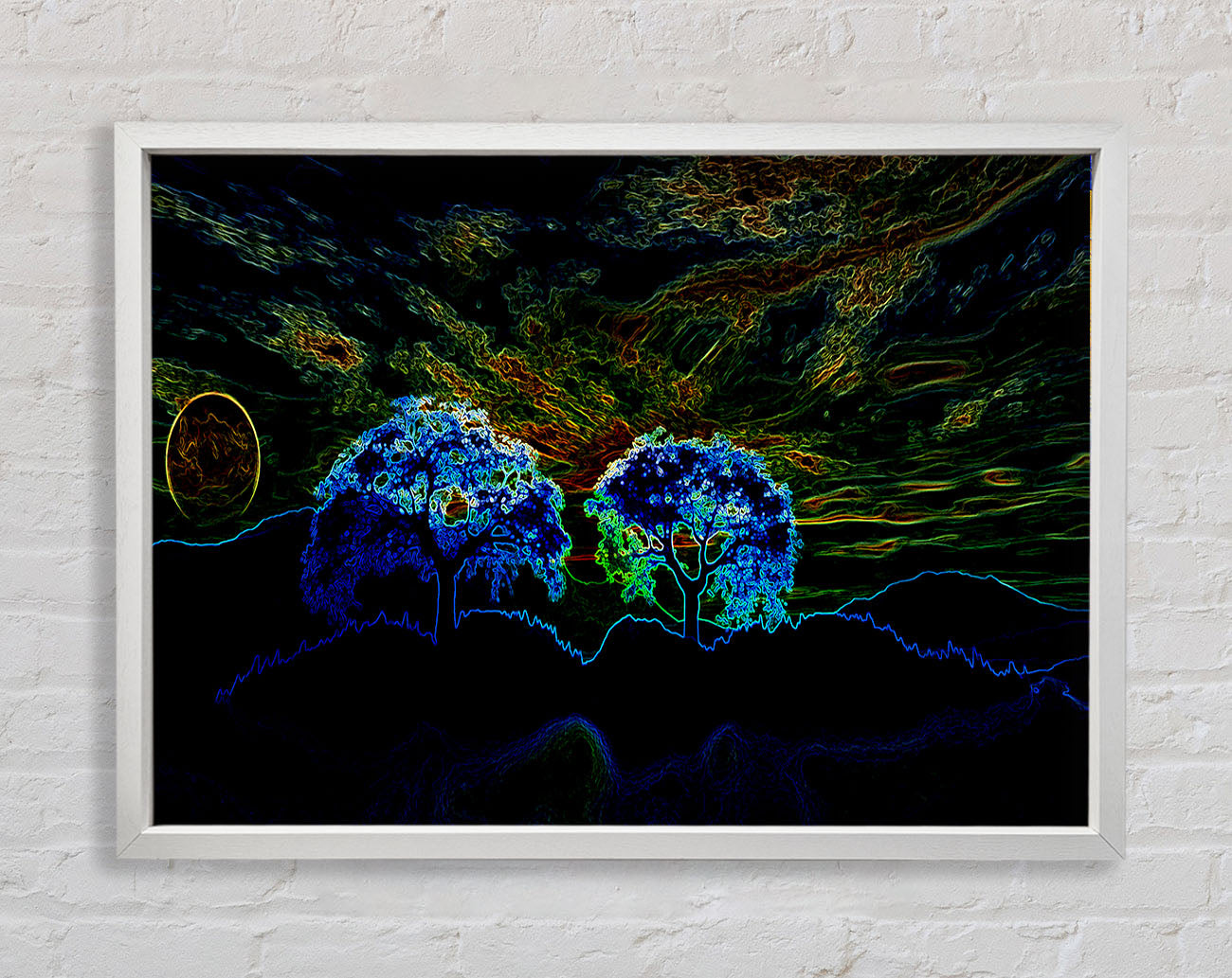 Abstract Neon Landscape 02 Framed Wall Art