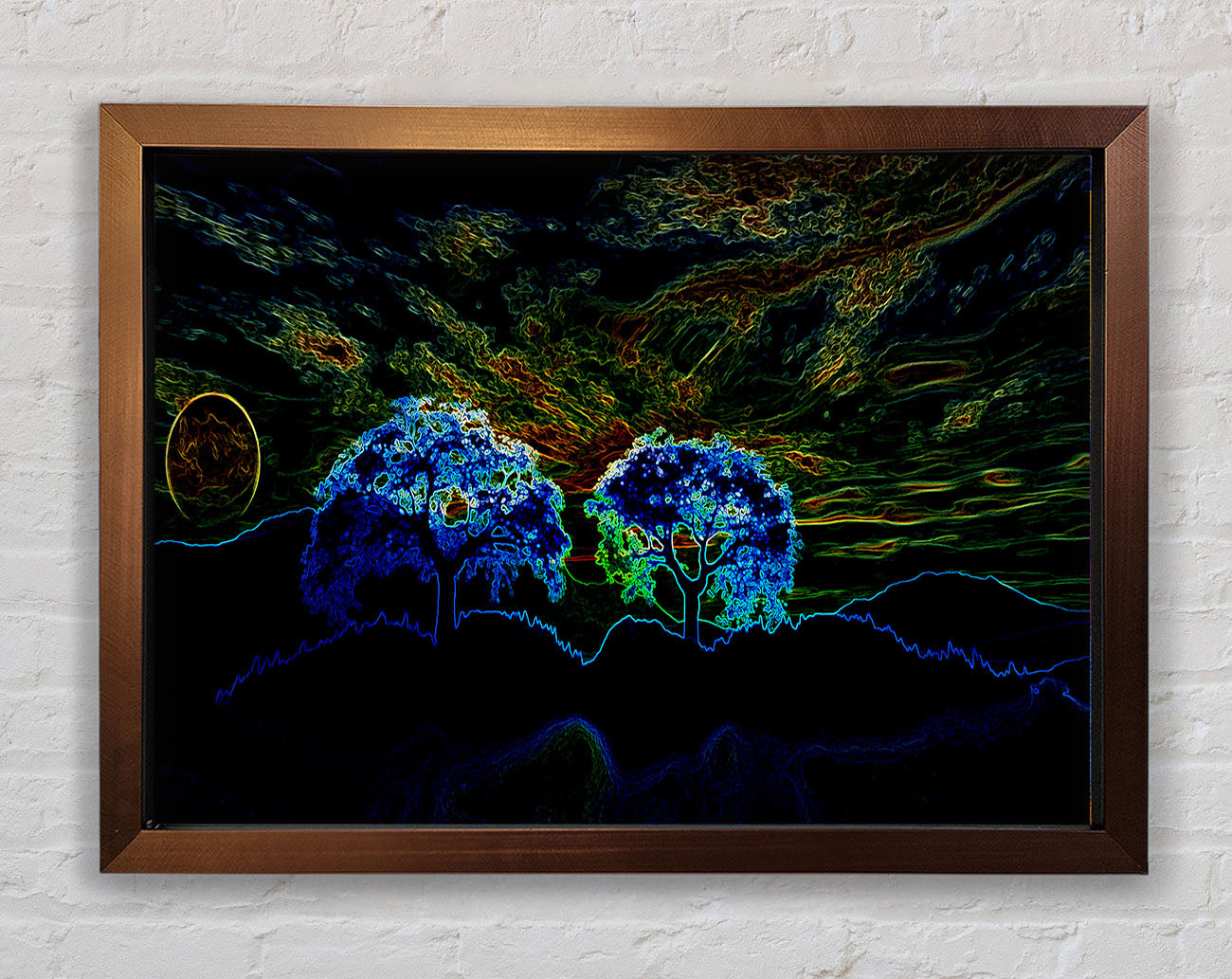 Abstract Neon Landscape 02 Framed Wall Art
