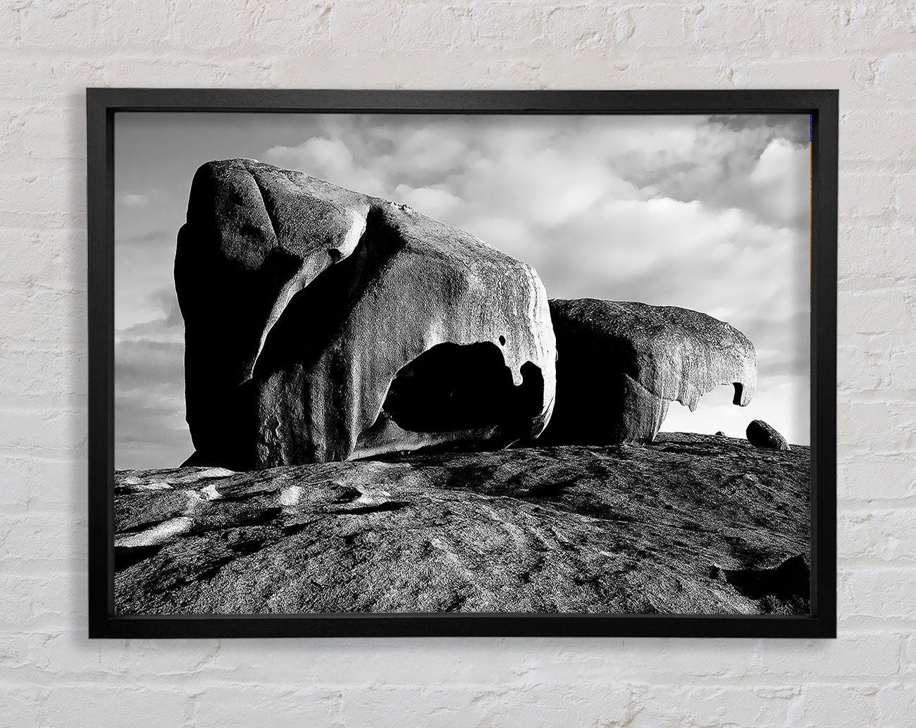 Boulders On Top Of The World B n W Framed Wall Art