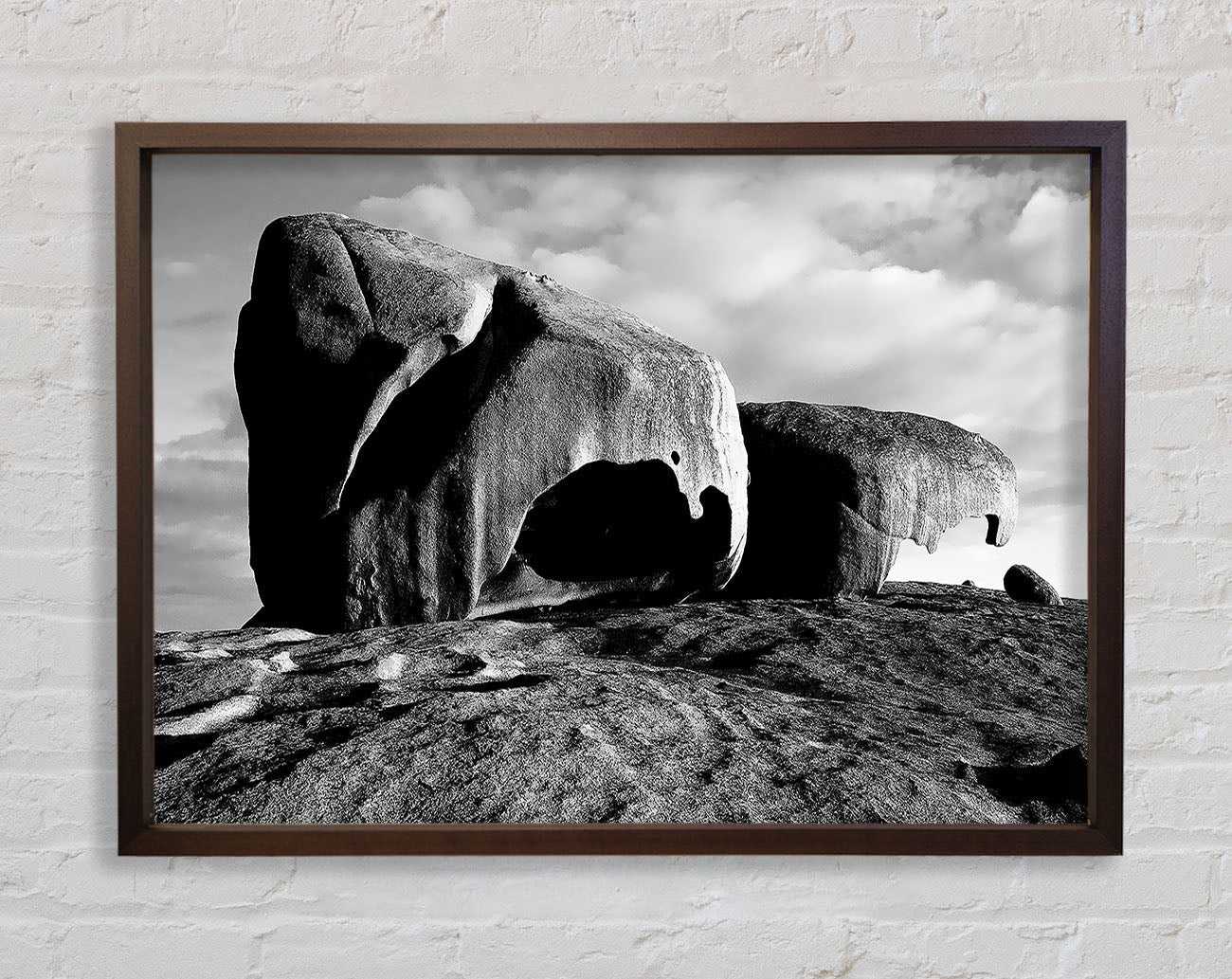Boulders On Top Of The World B n W Framed Wall Art