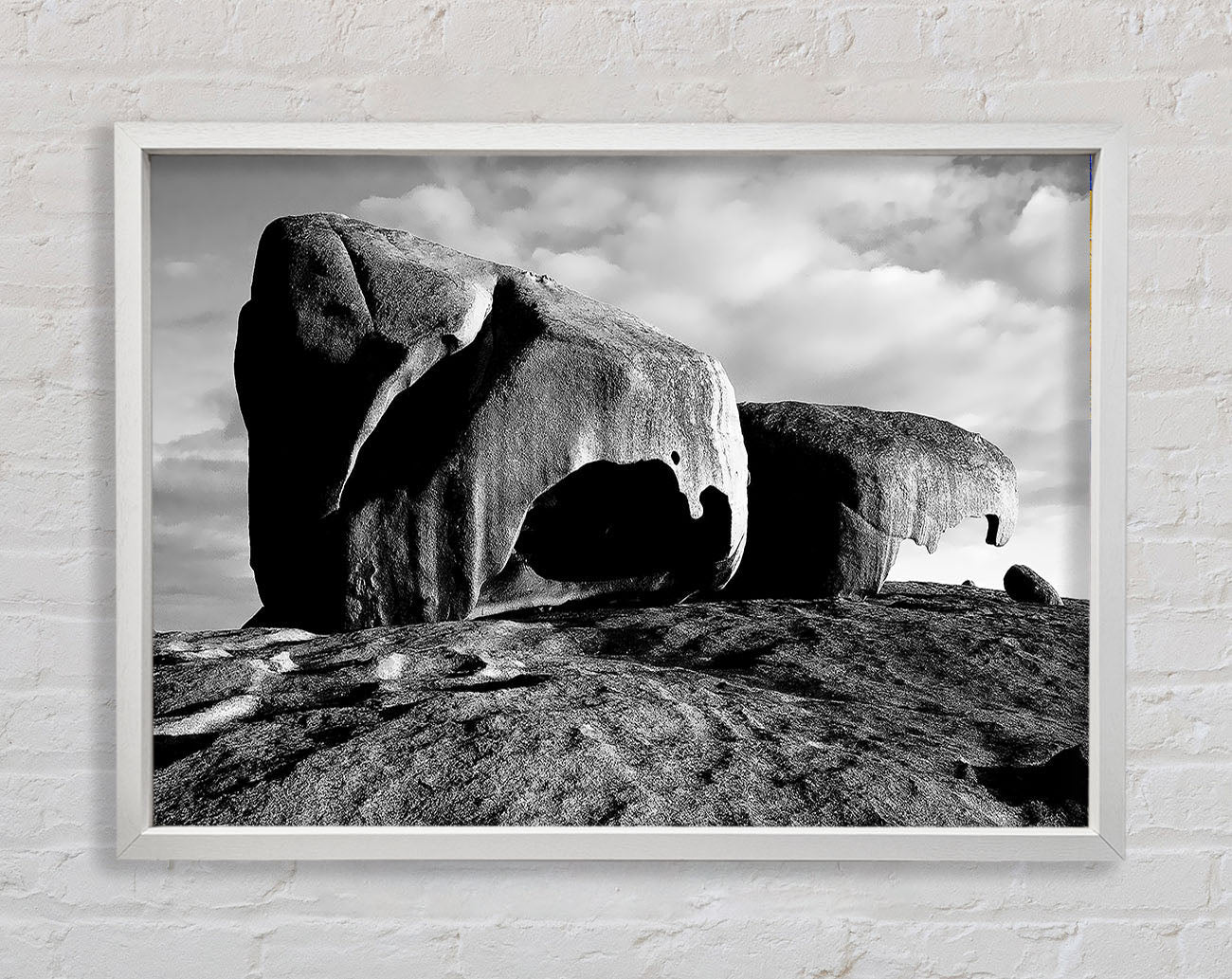 Boulders On Top Of The World B n W Framed Wall Art