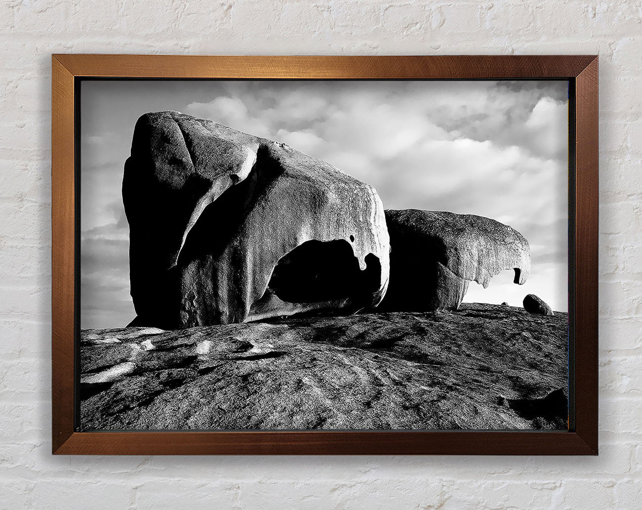 Boulders On Top Of The World B n W Framed Wall Art