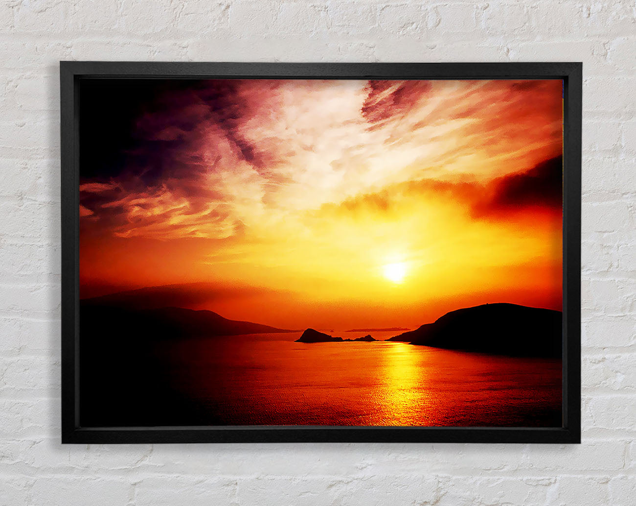 Blazing Sun Cloud Ocean Framed Wall Art