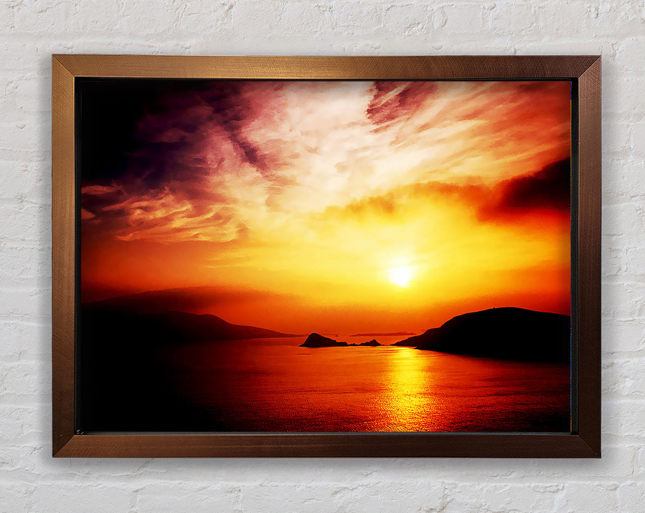 Blazing Sun Cloud Ocean Framed Wall Art