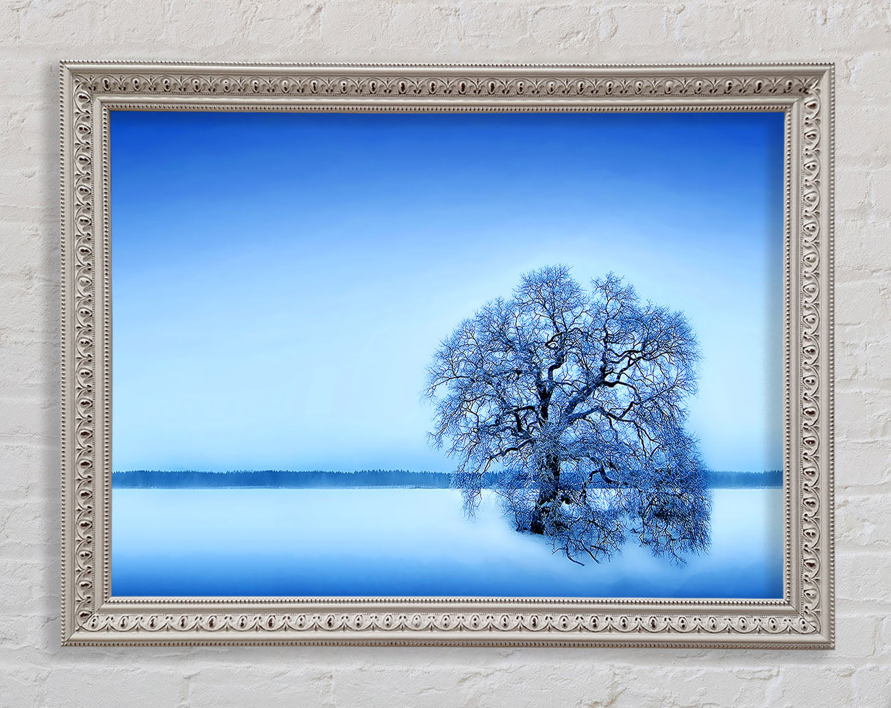 Blue Winter Tree Framed Wall Art