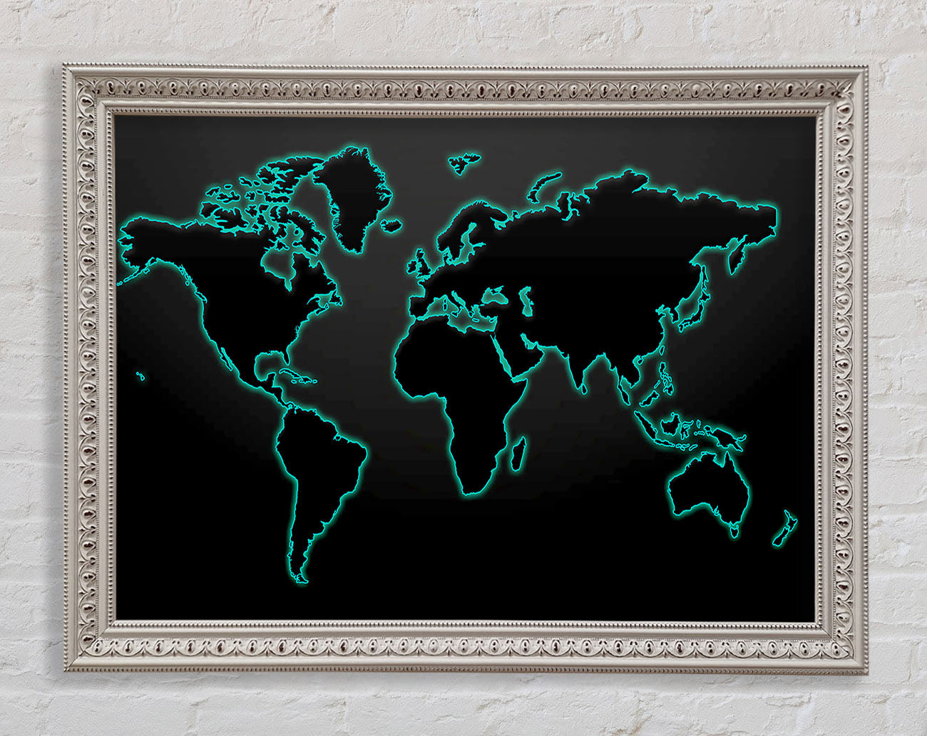 Black World Map Framed Wall Art