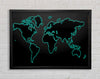 Black World Map Framed Wall Art