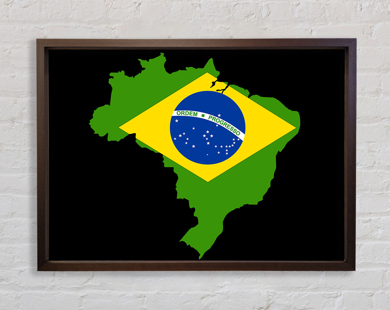 Brazillian Flag Map Framed Wall Art
