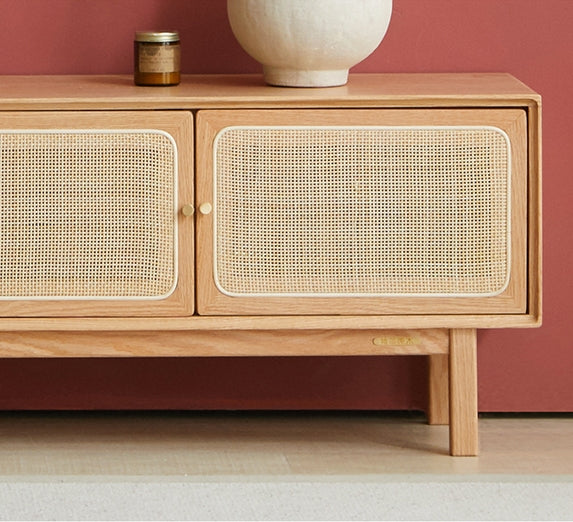 Haygashen Rattan TV Stand, Oak