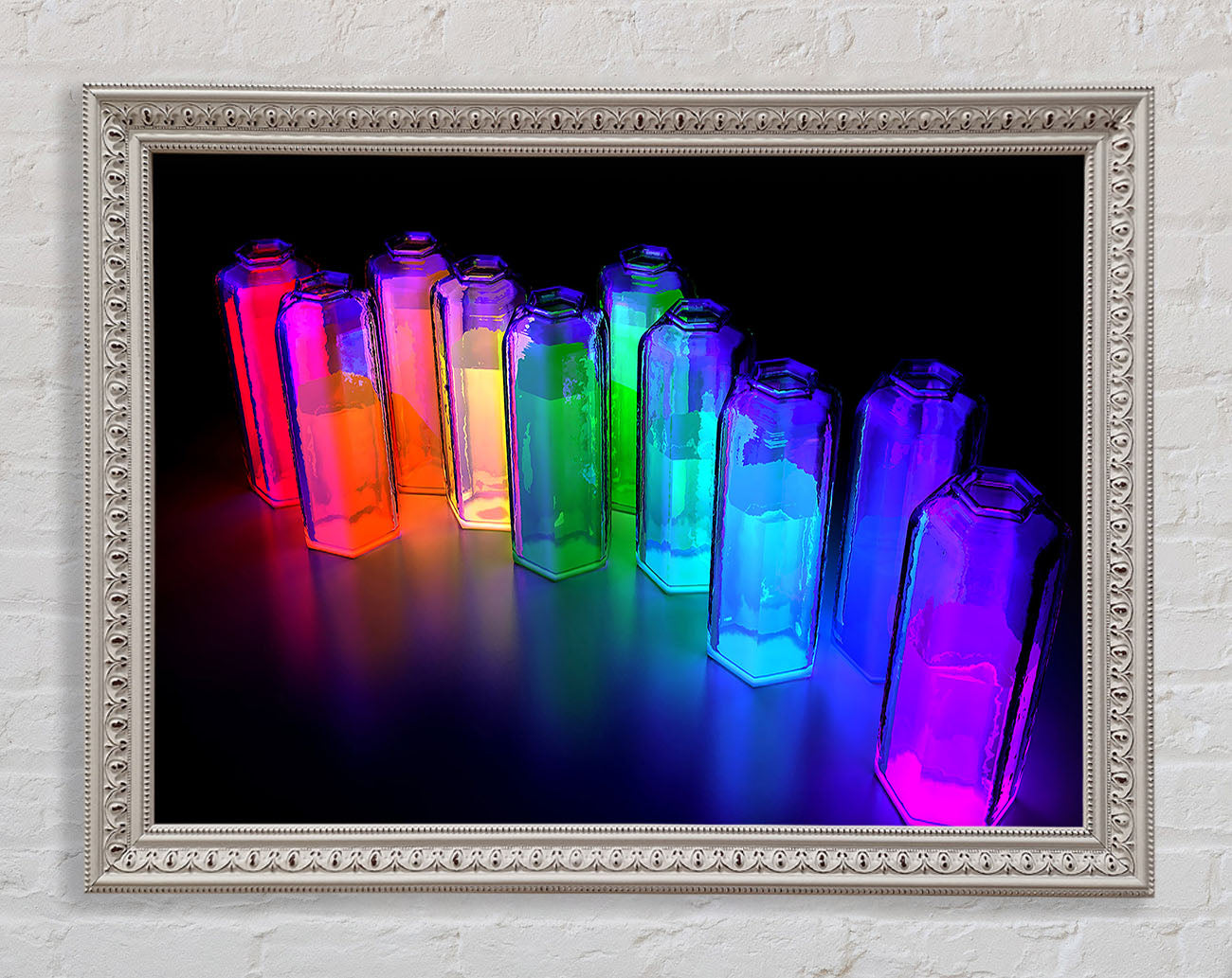 Colorful 3D Bottles Framed Wall Art