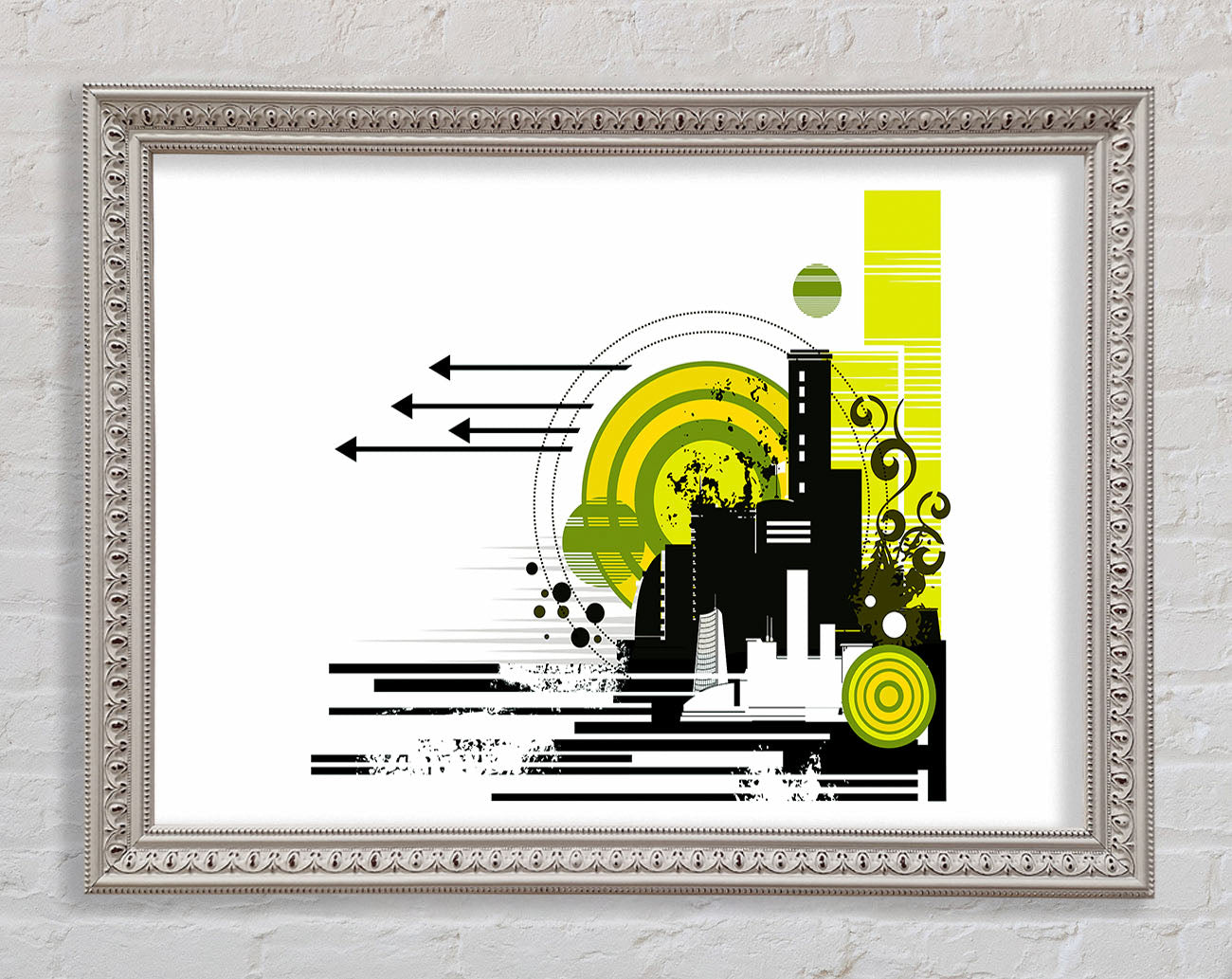 Contemporary City Sun White Framed Wall Art