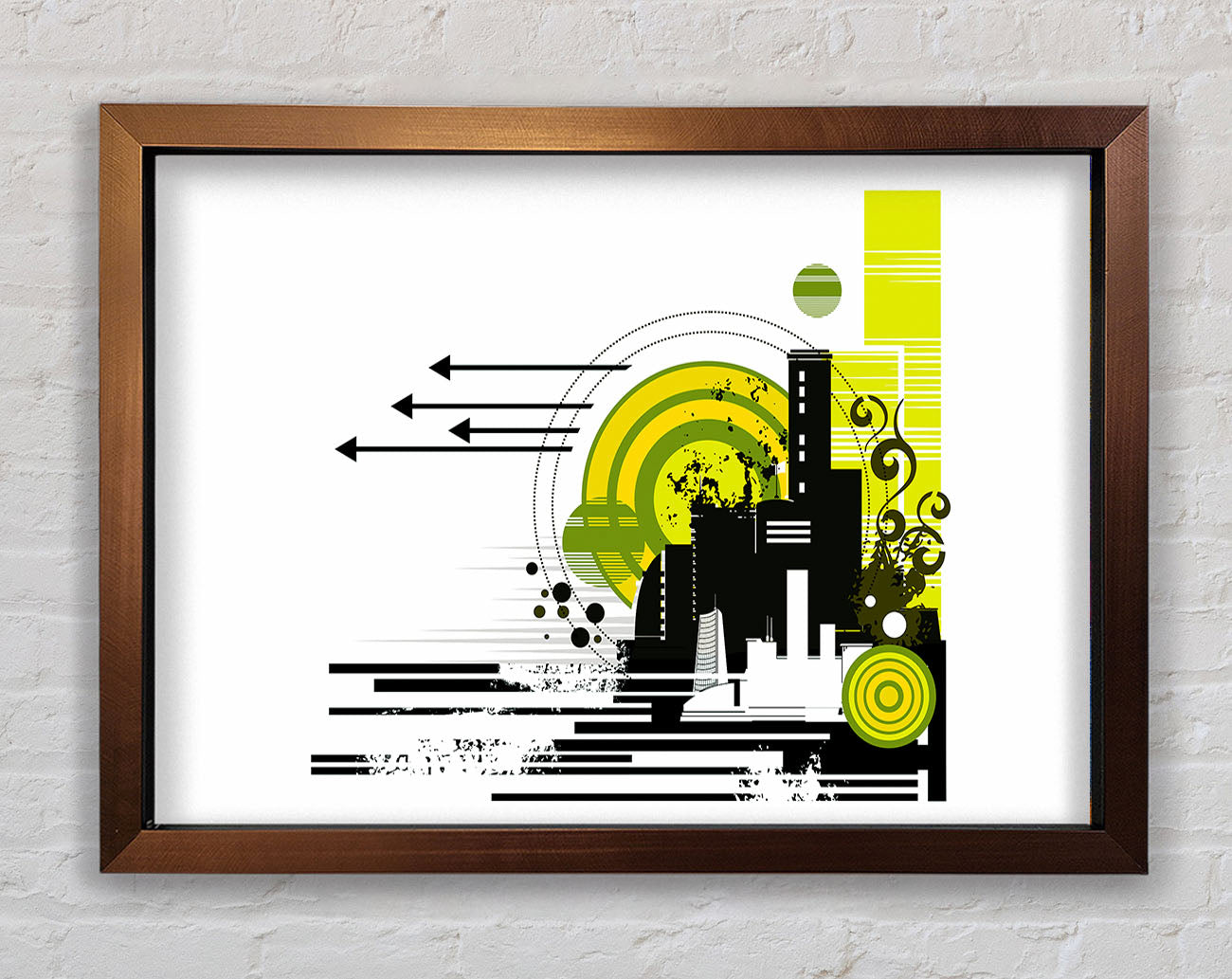 Contemporary City Sun White Framed Wall Art