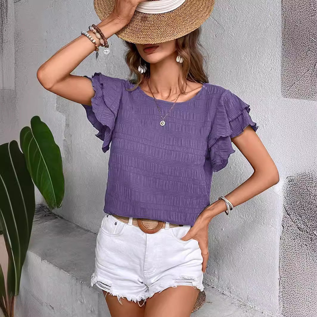 Women's Elegant Crew-neck Pullover T-shirt