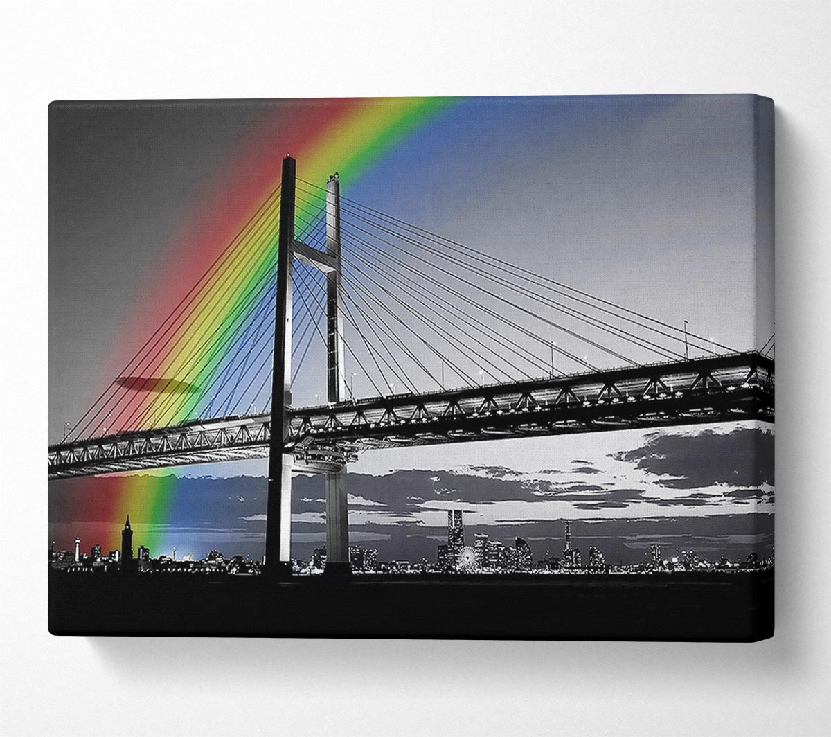 NYC Rainbow Bridge B n W Canvas Wall Art