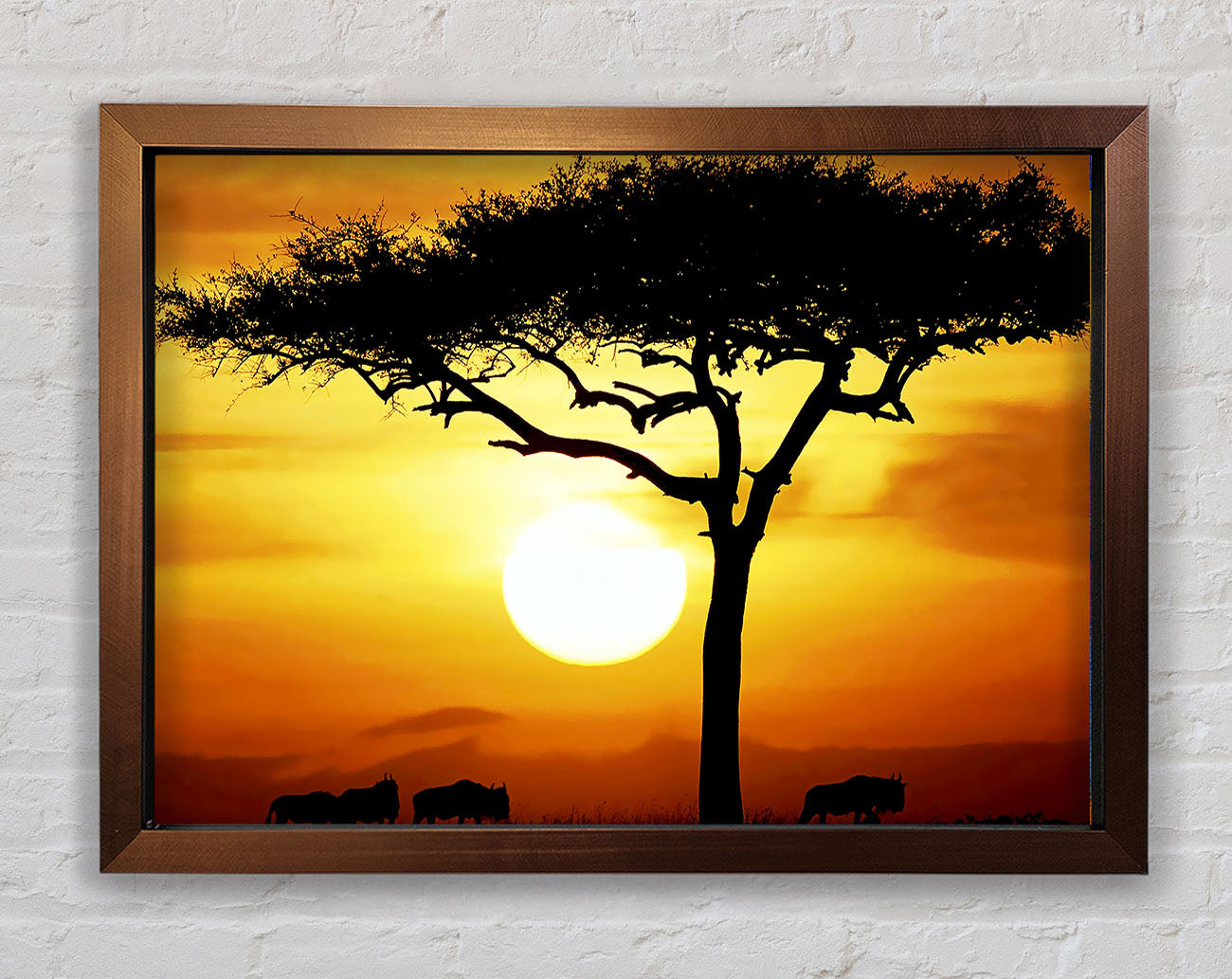 African Safari Tree In Sunlight Framed Wall Art