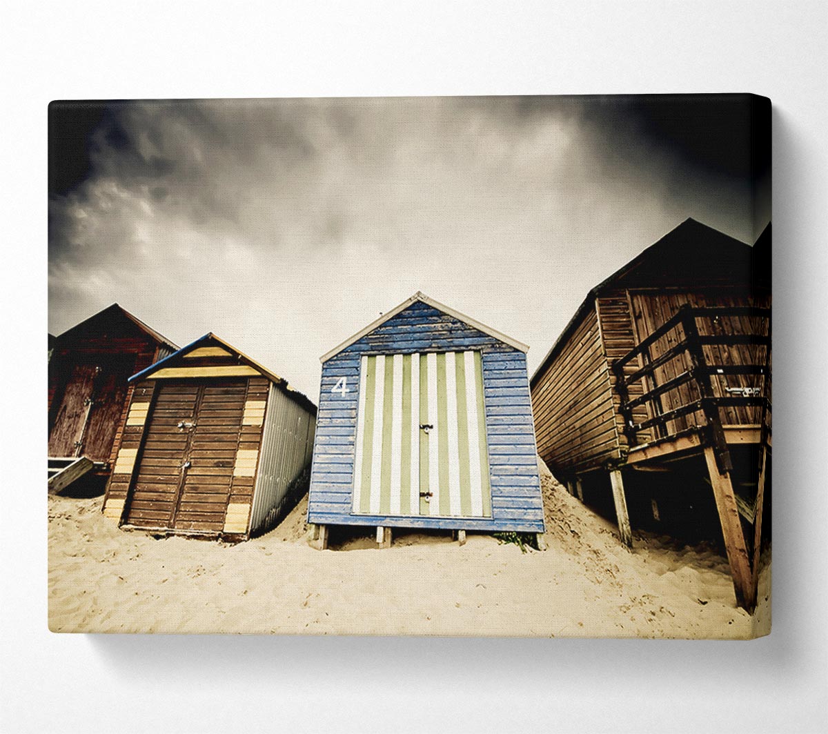 Winter Beach Huts Canvas Wall Art