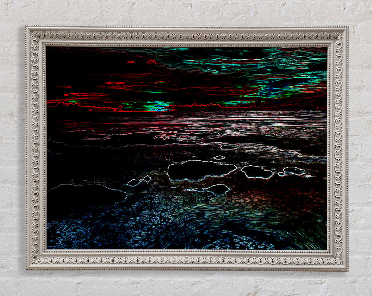 Abstract Neon Seascape Framed Wall Art