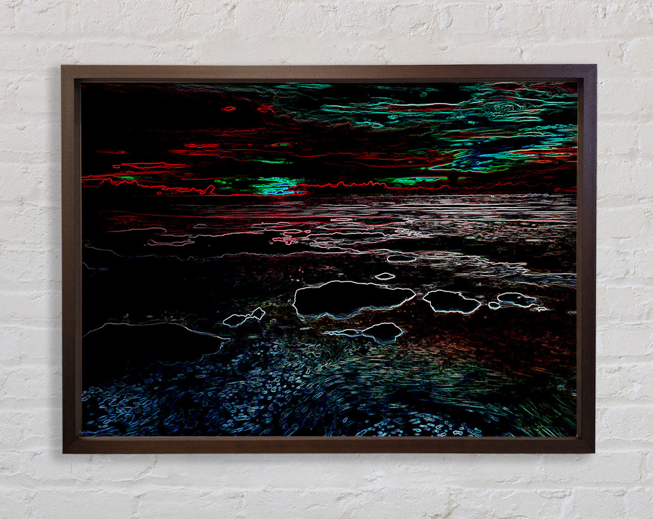 Abstract Neon Seascape Framed Wall Art