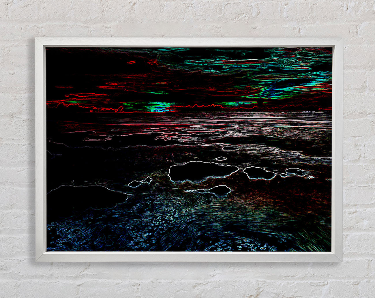 Abstract Neon Seascape Framed Wall Art