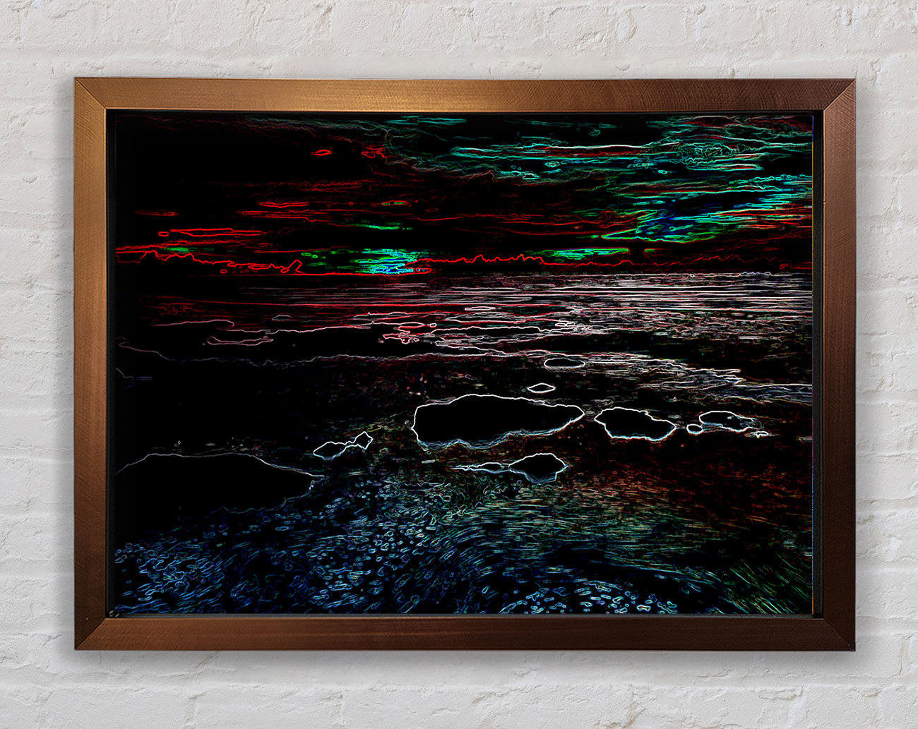 Abstract Neon Seascape Framed Wall Art