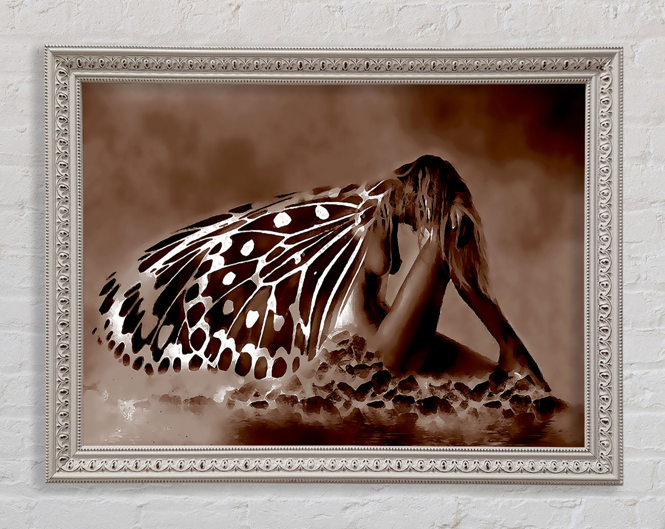 Chocolate Butterfly Landing Framed Wall Art
