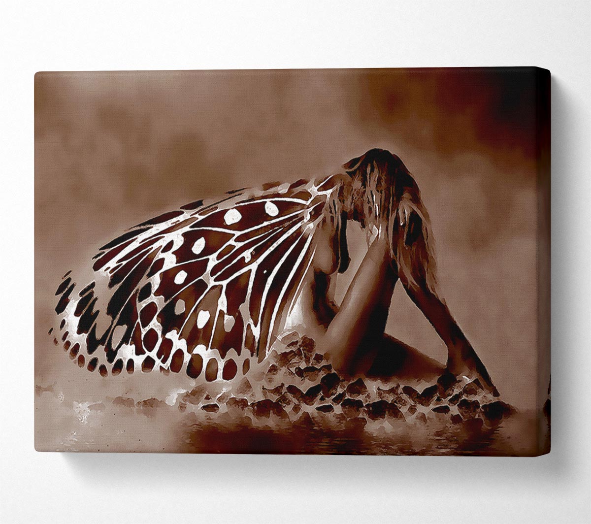 Chocolate Butterfly Landing Canvas Wall Art