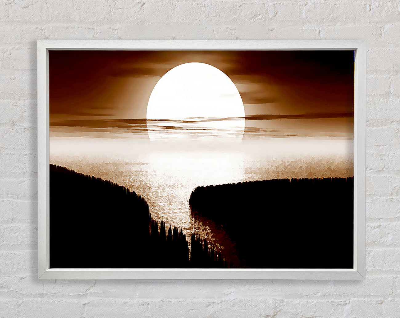 Chocolate Moonlit River Flows Framed Wall Art