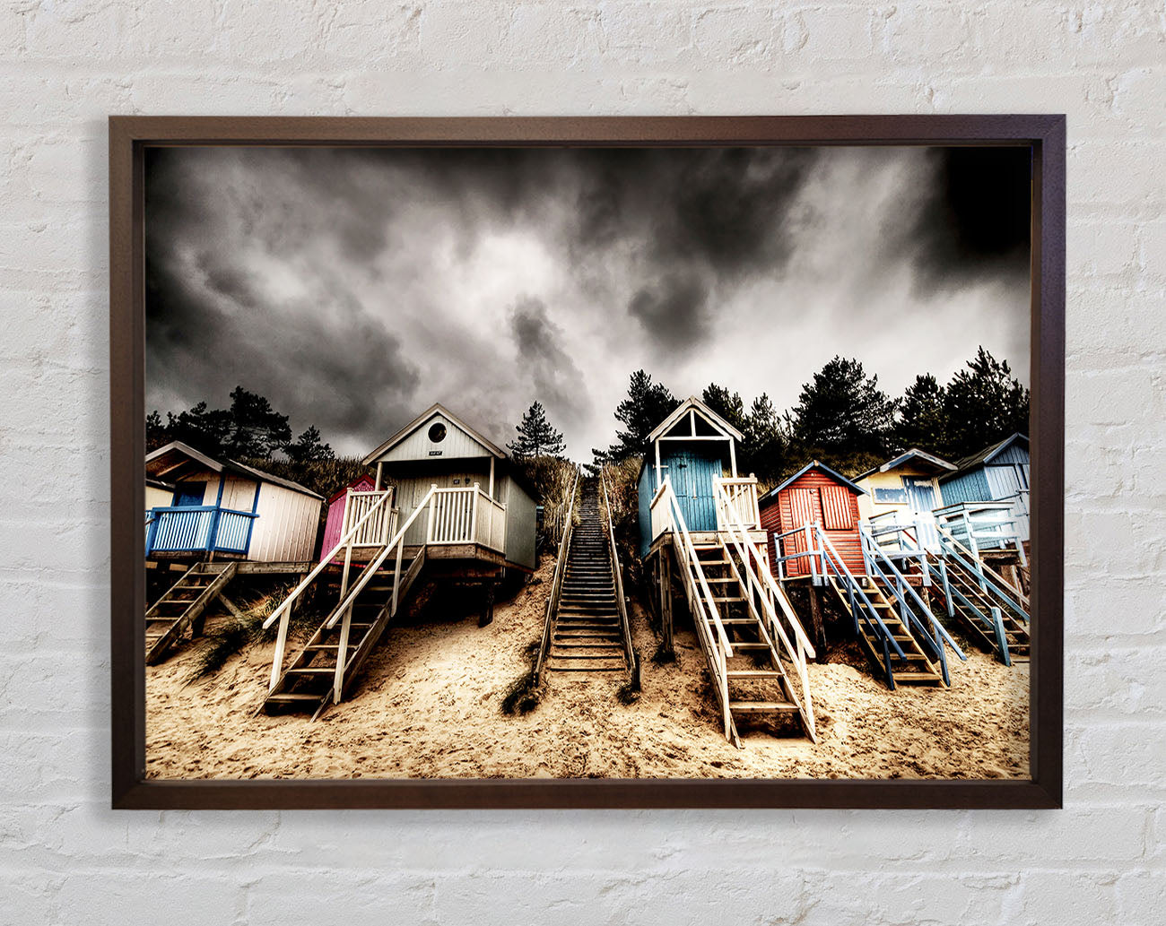 Beach Hut Storms Framed Wall Art