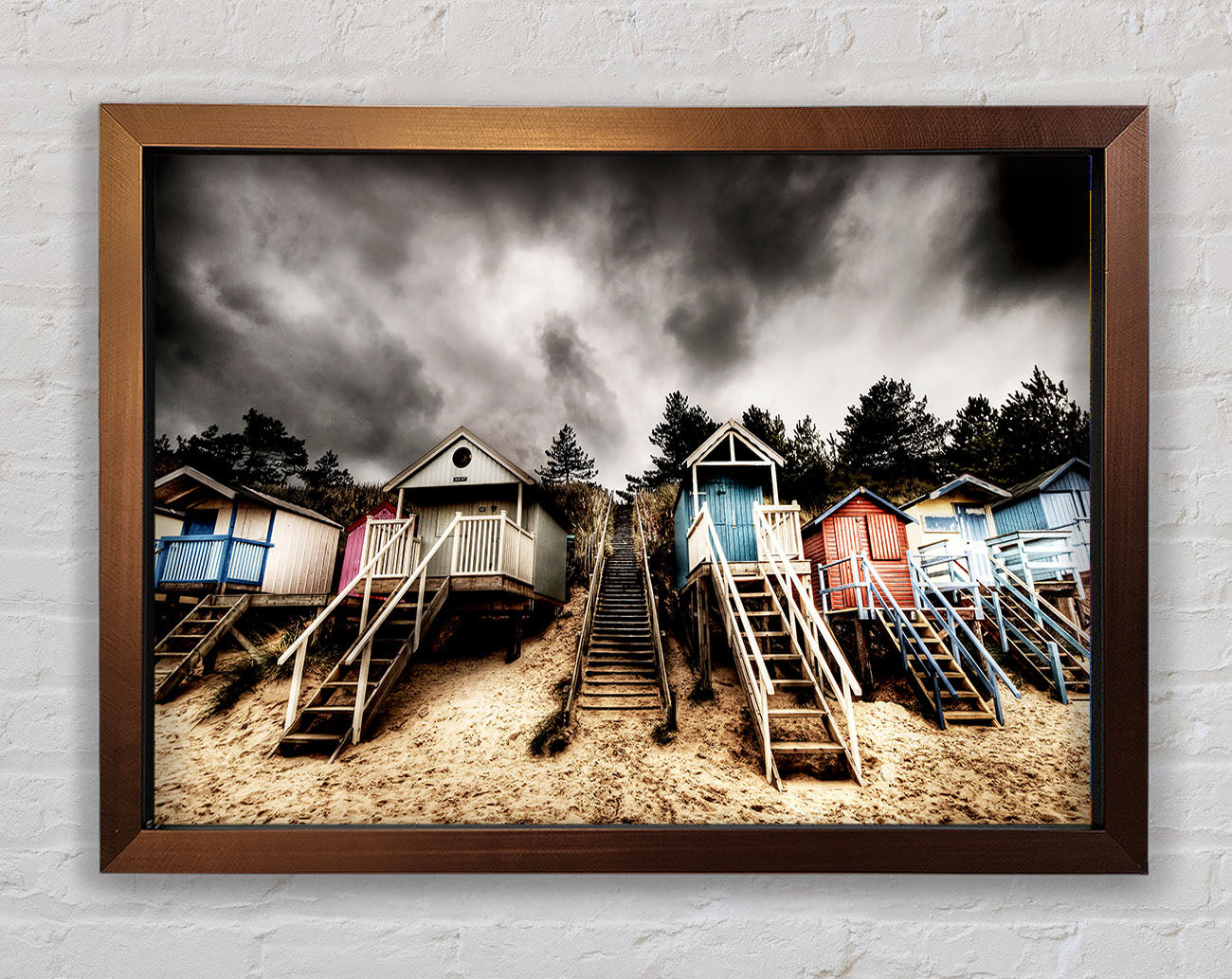 Beach Hut Storms Framed Wall Art