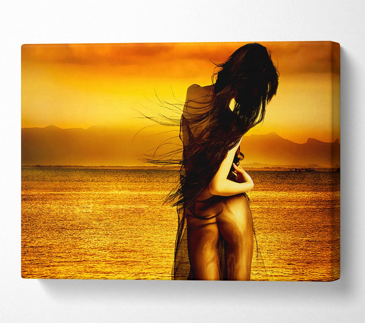 Goddess Of The Ocean Orange Canvas Wall Art