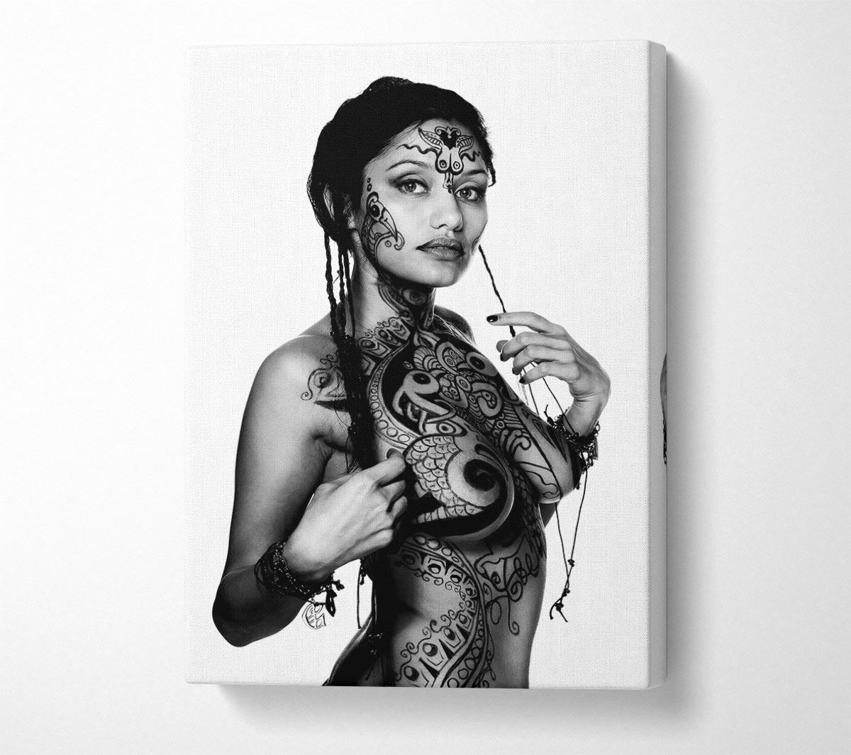 Tribal Tattooed Female Canvas Wall Art