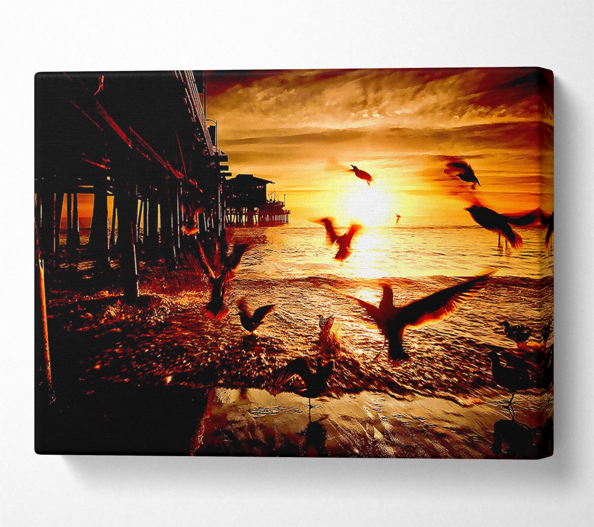 Sea And Fly Birds Canvas Wall Art
