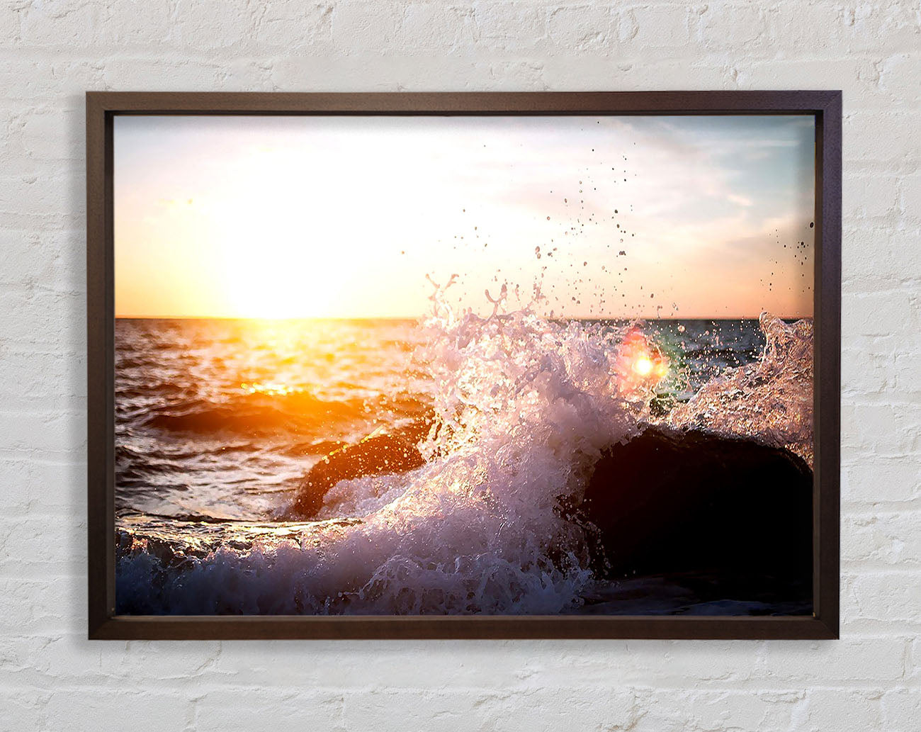 Crashing Waves In The Sunset Framed Wall Art