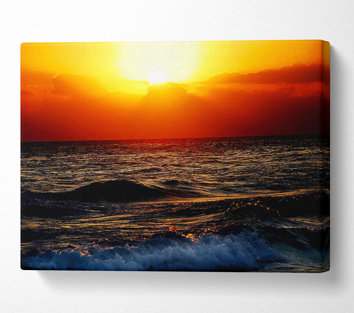 Blazing Sun Over The Crystal Ocean Canvas Wall Art