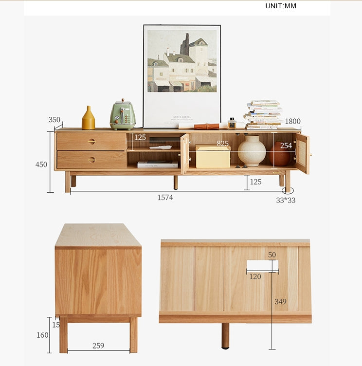 Haygashen Rattan TV Stand, Oak