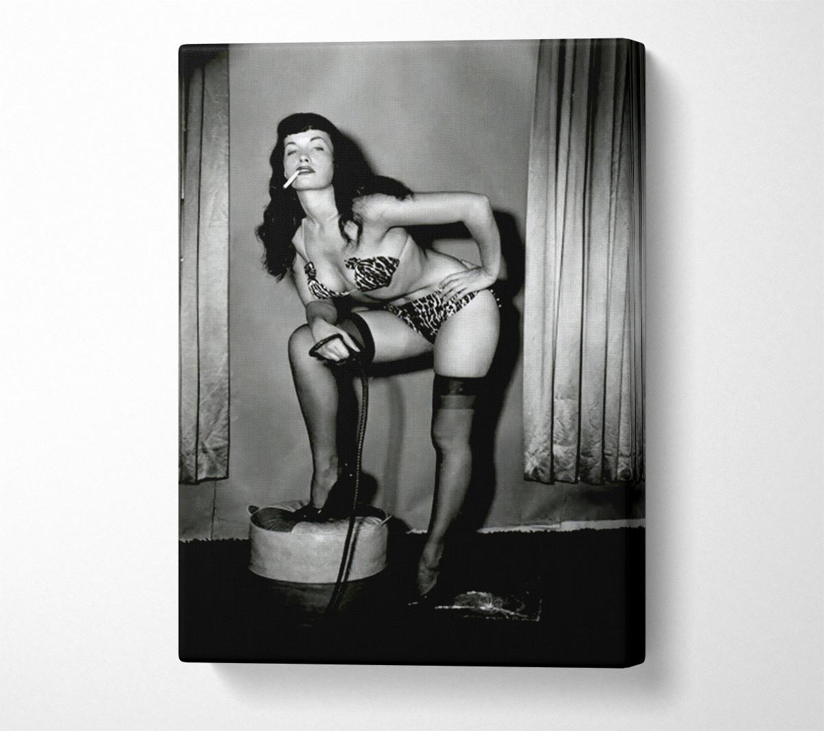 Bettie Page Whip Canvas Wall Art