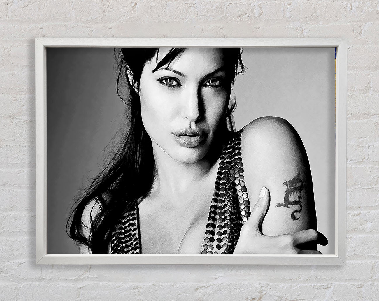 Angelina Jolie Dragon Tattoo Framed Wall Art