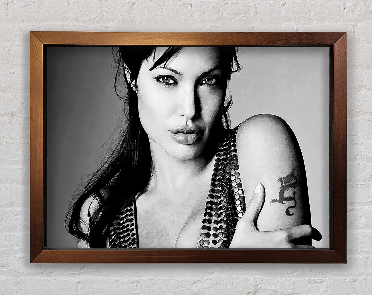 Angelina Jolie Dragon Tattoo Framed Wall Art