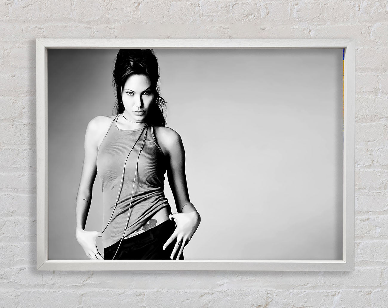 Angelina Jolie Sexy B n W Framed Wall Art