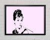 Audrey Hepburn Cigarette Pose Pink Framed Wall Art