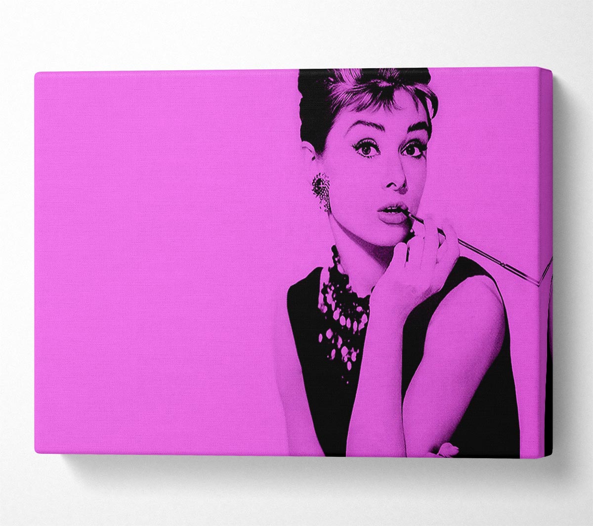 Audrey Hepburn Pink Canvas Wall Art