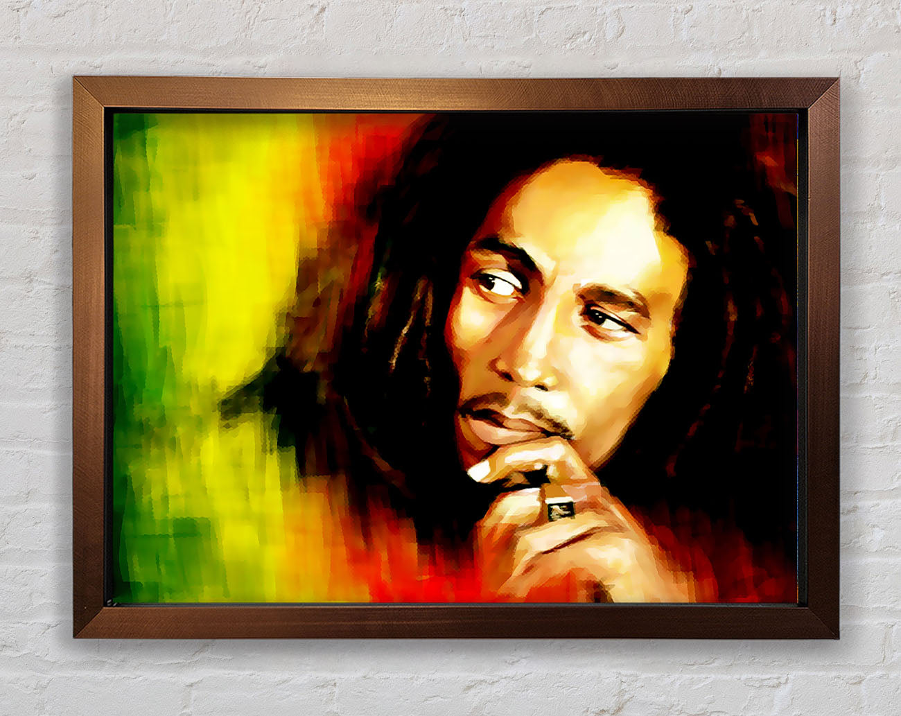 Bob Marley Red Yellow Green Framed Wall Art