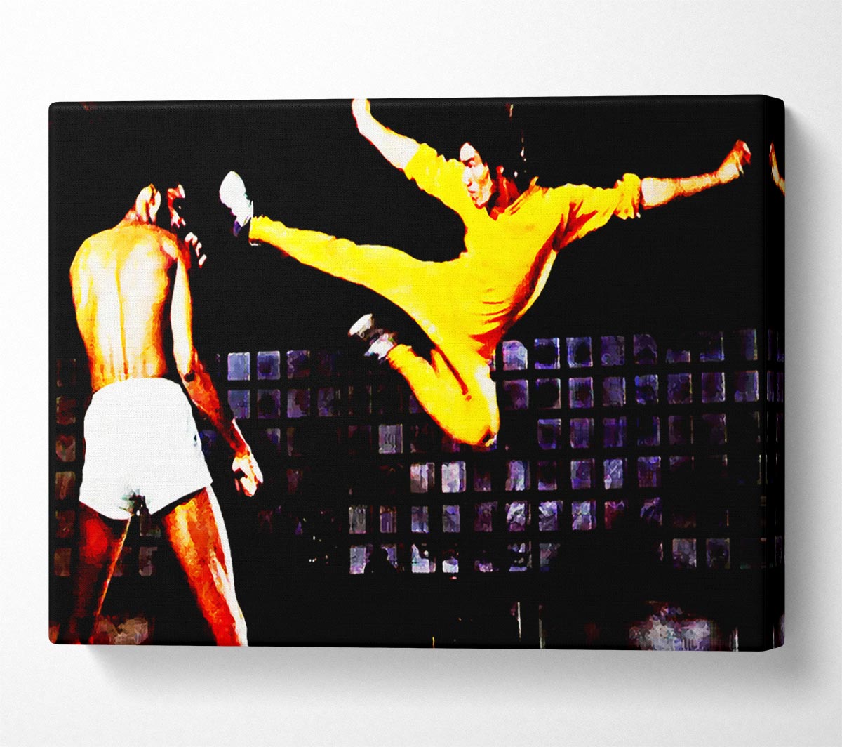 Bruce Lee Flying Kick Canvas Wall Art
