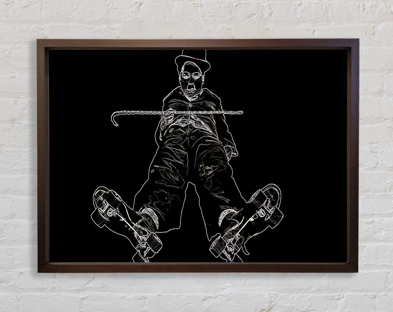 Charlie Chaplin White On Black Framed Wall Art